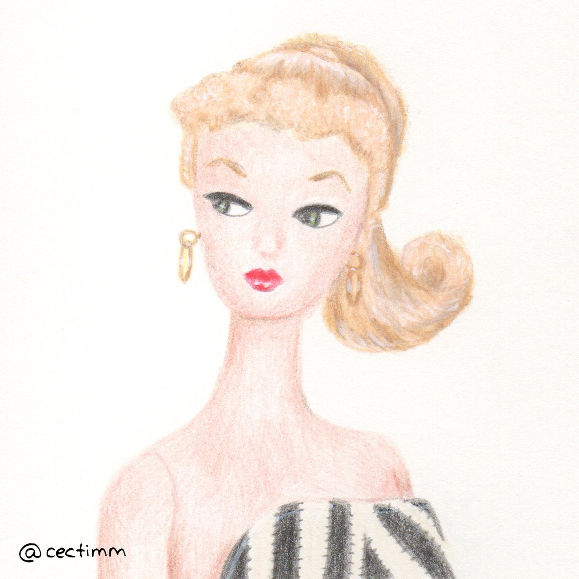 vintage barbie drawing